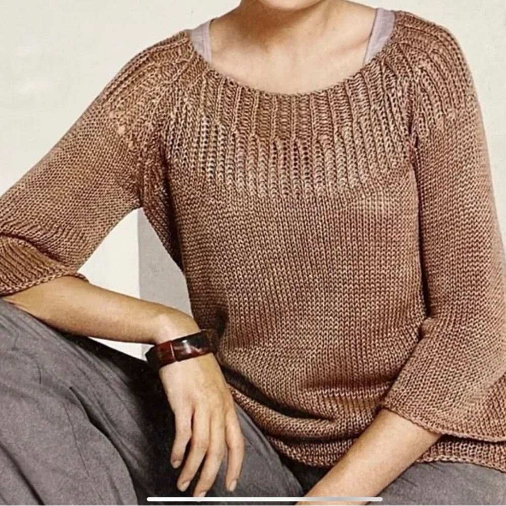 Poetry Linen Knit Sweater, Size UK 10, US 6, Color Light Mauve